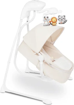 Lionelo Henny Baby Wippe Babyschaukel Elektrisch Mit Liegefunktion 10 Melodien Karussell Moskitonetz Weiß -Barbie Store e180860de25f3eb8ef8d90735179aa7e