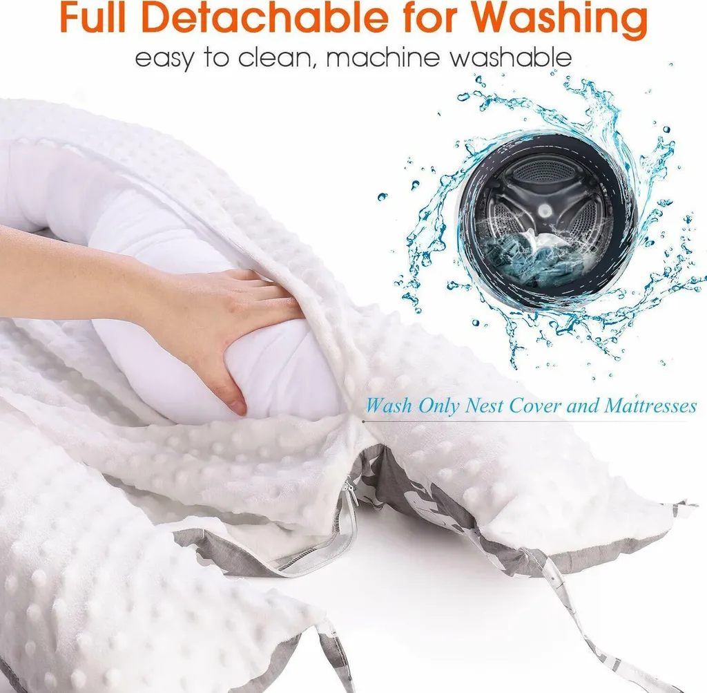 Topchances Kuschelnest Babynest Multifunktionales Nest Für Babys Säuglinge Reisebett, 100% Baumwolle Bionic Bett, Für 0-24 Monate Baby Und Säuglinge (Grau/Elefant) 10 Topchances Kuschelnest Babynest Multifunktionales Nest Für Babys Säuglinge Reisebett, 100% Baumwolle Bionic Bett, Für 0-24 Monate Baby Und Säuglinge (Grau/Elefant) – Bild 8