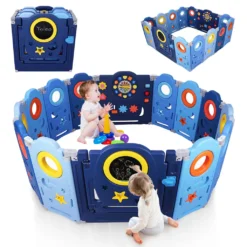 YOLEO Laufgitter Laufstall Baby Absperrgitter Krabbelgitter Schutzgitter Für Kinder Aus Kunststoff Mit Tür Spielzeugboard 14-Paneele Mit Uhr Tafel 19 YOLEO Laufgitter Laufstall Baby Absperrgitter Krabbelgitter Schutzgitter Für Kinder Aus Kunststoff Mit Tür Spielzeugboard 14-Paneele Mit Uhr Tafel -Barbie Store e503169a8628636c3530b2ebb8da124b