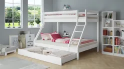 Doppel-Etagenbett Weiß 140x200 Und 90x200 Erwachsenen-Stockbett Kiefer Massivholz V-60.19-09-14WRollrost Inkl. -Barbie Store e645884d192180f04f5a196caa4e9421