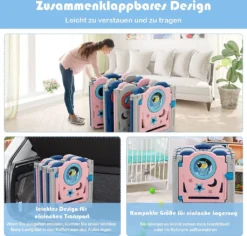 COSTWAY Laufgitter Mit Tür Und Spielzeugboard, Baby Laufstall Faltbar, Absperrgitter Aus Kunststoff, Krabbelgitter, Spielzaun Für Kinder, Schutzgitter (14 Paneelen, Deluxe) 9 COSTWAY Laufgitter Mit Tür Und Spielzeugboard, Baby Laufstall Faltbar, Absperrgitter Aus Kunststoff, Krabbelgitter, Spielzaun Für Kinder, Schutzgitter (14 Paneelen, Deluxe) -Barbie Store e70a91e79d552577eb2e1a6f2bd521dc