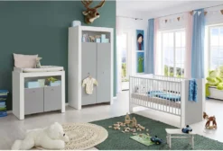 Trendteam Babyzimmer 4-teilige Kombination Pia Weiß Melamin/Lichtgrau Melamin