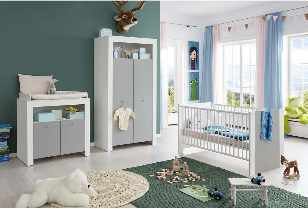 Trendteam Babyzimmer 4-teilige Kombination Pia Weiß Melamin/Lichtgrau Melamin 3 Trendteam Babyzimmer 4-teilige Kombination Pia Weiß Melamin/Lichtgrau Melamin
