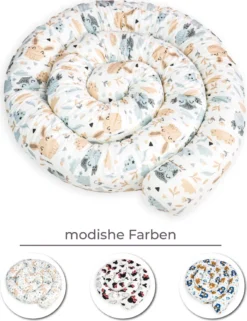 Bettschlange 150 Cm Nestchenschlange Für Baby Bettrolle 1,5m Bettumrandung Babybettschlange Baumwolle Eulen Und Hasen -Barbie Store e78b4c714b9f53d9a1eab654250d1c31