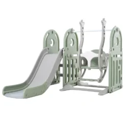 Merax Laufgitter Faltbar Laufstall Baby Absperrgitter 14+2 Paneele Schutzgitter Mit Schaukel, Rutsche, Basketballkorb Und BB-Sound-Knopf, Krabbelgitter Aus Kunststoff Für Kinder, Grün+ Weiß -Barbie Store e885300d67e6c32f05b3ea4b197656a0