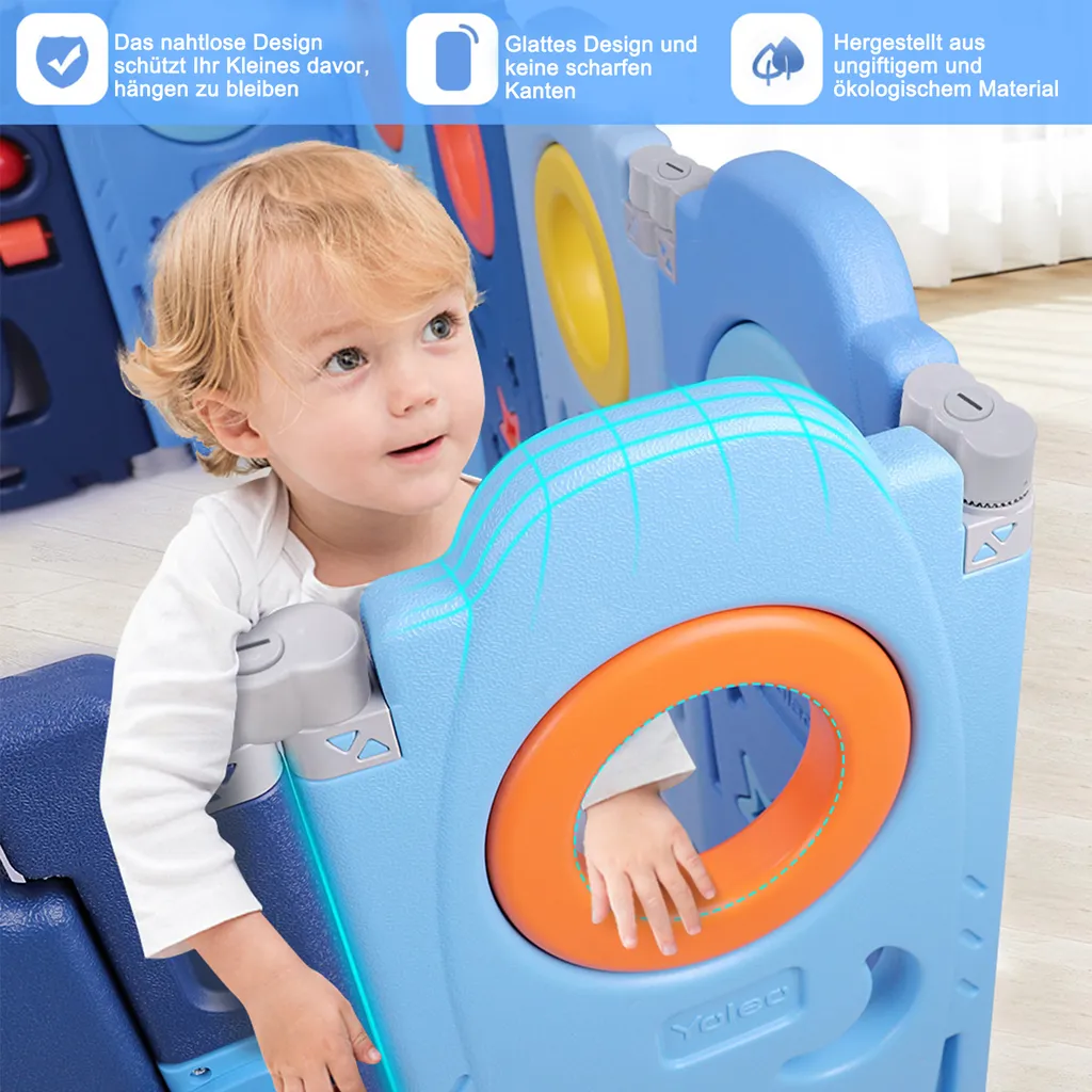 YOLEO Laufgitter Laufstall Baby Absperrgitter Krabbelgitter Schutzgitter Für Kinder Aus Kunststoff Mit Tür Spielzeugboard 14-Paneele Mit Uhr Tafel 3 YOLEO Laufgitter Laufstall Baby Absperrgitter Krabbelgitter Schutzgitter Für Kinder Aus Kunststoff Mit Tür Spielzeugboard 14-Paneele Mit Uhr Tafel