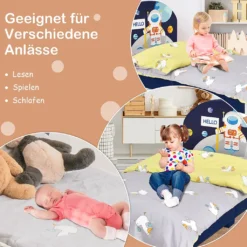 COSTWAY 140 X 70cm Kinderbett Mit Weichem Kopfteil & Fußteil, Lattenrost Babybett, Einzelbett Für Jungs Und Mädchen (Astronauten) -Barbie Store ea441972e4596786c4d6f423d95ad1fd
