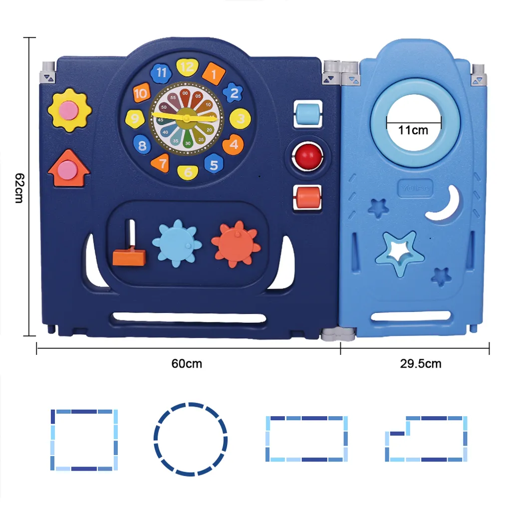 YOLEO Laufgitter Laufstall Baby Absperrgitter Krabbelgitter Schutzgitter Für Kinder Aus Kunststoff Mit Tür Spielzeugboard 14-Paneele Mit Uhr Tafel 15 YOLEO Laufgitter Laufstall Baby Absperrgitter Krabbelgitter Schutzgitter Für Kinder Aus Kunststoff Mit Tür Spielzeugboard 14-Paneele Mit Uhr Tafel – Bild 13