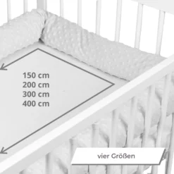 Bettschlange 4 M Nestchenschlange Bettrolle Bettumrandung Babybettschlange Babybett Umrandungen Babynestchen Für Kinderbett (Hellgrau Minky, 400 Cm) -Barbie Store eb23dfd55484e0a2a66de23e24d02970