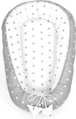 Babynest Kokon Neugeborene 90 X 50 Cm - Handmade Kuschelnest Baby Nestchen Aus Baumwolle Sternchen Grau-Weiß -Barbie Store eb925f589962de8449e8bea02216ef52
