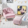 COSTWAY Kindersofa Mit Hocker, Kinderstuhl Mit Flügellehne, Kleines Sofa Für Kleinkinder 3-5 Jahre, Samt-Kindercouch Für Spielzimmer & Kinderzimmer, Kindersessel Mit Ottomane (Rosa) -Barbie Store ed2652453744244646ccc03ce4df4821