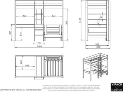 Vipack Hochbett Pino Mit Schreibplatte Und Sesselbett - Kiefer Massiv Weiß Lackiert, Maße: 208 Cm X 175 Cm X 206 Cm; PIOLZB14 -Barbie Store ee0492af38d531ccedf69961ab88f0a1