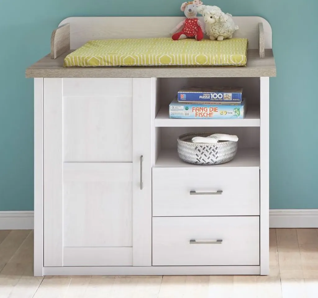 Luca Wickelkommode Inkl. Aufsatz Pinie Weiß / Trüffel 5 Luca Wickelkommode Inkl. Aufsatz Pinie Weiß / Trüffel – Bild 3