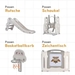 Laufgitter Baby, Laufstall Faltbar, Mit Zeichenbrett Pinsel Rutsche Schaukel Basketballkorb Kunststoff Schutzgitter Absperrgitter Drinnen Draußen Krabbelgitter Für Kinder -Barbie Store eff283283491fc4719b97896625c76d4