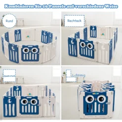 COSTWAY Laufgitter Laufstall Mit Tür Und Spielzeugboard Faltbar Für Säuglinge Und Kleinkinder Blau -Barbie Store f187e2d1f2030013ea066d53460dfe71