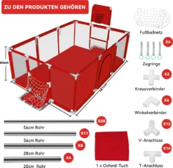 Laufstall Baby Laufgitter Schutzgitter Mit Basketball Box, Fußballbox Und Atmungsaktivem Netz, Stabiler Absperrgitter Für Kinder, Rot, 180x122cm -Barbie Store f20e62c4e6829d8fc52a81ea85b9a242