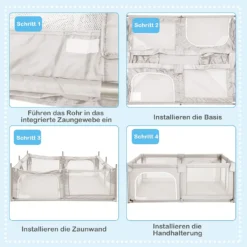 COSTWAY Baby Laufstall 190 X 150 Cm Mit 2 Türen, Laufgitter Mit Atmungsaktivem Netz Und Reißverschluss, Krabbelgitter, Laufgitterzelt Für Säuglinge Und Kleinkinder (Beige) -Barbie Store f3217be87e2f1f6075a53fe7b58df86d