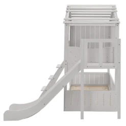 Juskys Kinderbett Baumhaus 90 X 200 Cm Mit Dach, Rutsche & Leiter – Etagenbett Weiß Für Kinder – 2x Lattenrost Bis 150 Kg – Hausbett Aus Massivholz -Barbie Store f36ef16a8301fe405e9e772599b1a606