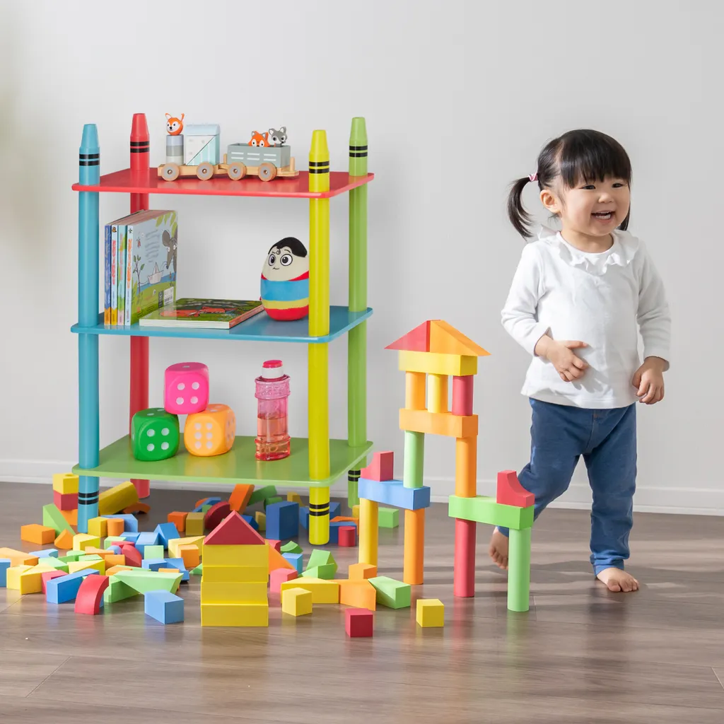 Relaxdays Buntes Kinderregal Mit 3 Ablagen 5 Relaxdays Buntes Kinderregal Mit 3 Ablagen – Bild 3