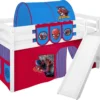 Spielbett JELLE 90 X 200 Cm Spiderman - Hochbett LILOKIDS - Weiß - Mit Schräger Rutsche Und Vorhang -Barbie Store f4f1e55eeaca0f8ea07834d3218314fe
