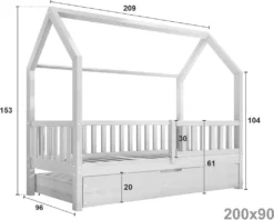 NALA BIS2 Holzbett Kinderbett Hausbett 90x200 Weiß 100% Kieferholz Ohne Schutzgitter 2 Lattenroste Kiefer Schubkasten Mit Schlaffunktion -Barbie Store f54f332035e0057f6e1122675c9cda37