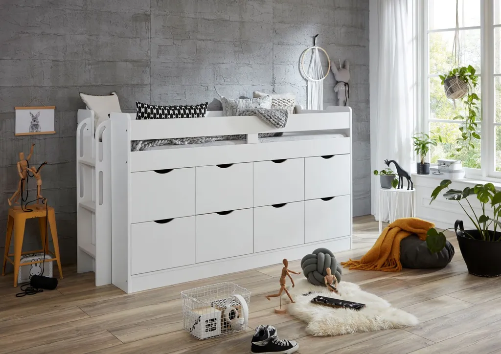 Funktions-/Hochbett FLORI, LF 90 X 200 Cm Inkl. Lattenrost Und 8 Großen Schubladen 13 Funktions-/Hochbett FLORI, LF 90 X 200 Cm Inkl. Lattenrost Und 8 Großen Schubladen – Bild 11