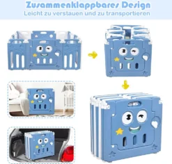 COSTWAY Baby Laufgitter 14 Paneele Mit Tür Und Spielzeugboard, Laufstall Aus Kunststoff, Absperrgitter, Krabbelgitter, Schutzgitter Für Kinder Im Alter Von 3 Monaten Bis 6 Jahren (Blau) -Barbie Store f768d16e01ac2698797428c764c7ae84