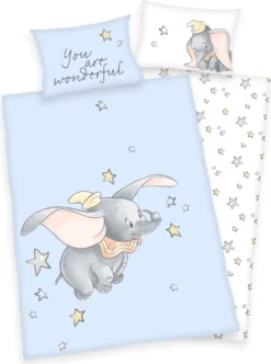 Disney Dumbo Baby Bettwäsche 40x60 + 100x135 Cm 100% Baumwolle