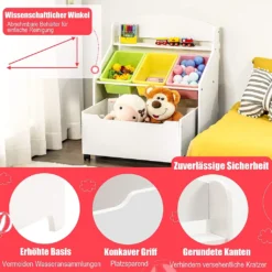 COSTWAY Spielzeugregal Mit Rollbarem Fach, 3 Kleinen Aufbewahrungsboxen Und Ablage, Spielzeugschrank, Kinderregal, Spielzeug Organizer Ideal Für Kinderzimmer Und Kindergarten (Weiß) -Barbie Store fc2e21850eec87a0558c428a9d9fc651