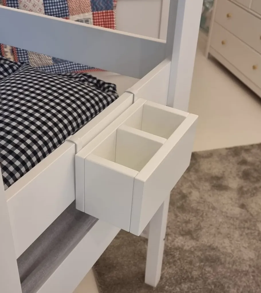 Doppel-Ablage-Boxen Hängeboxen Für Hochbetten, Weiss 3 Doppel-Ablage-Boxen Hängeboxen Für Hochbetten, Weiss