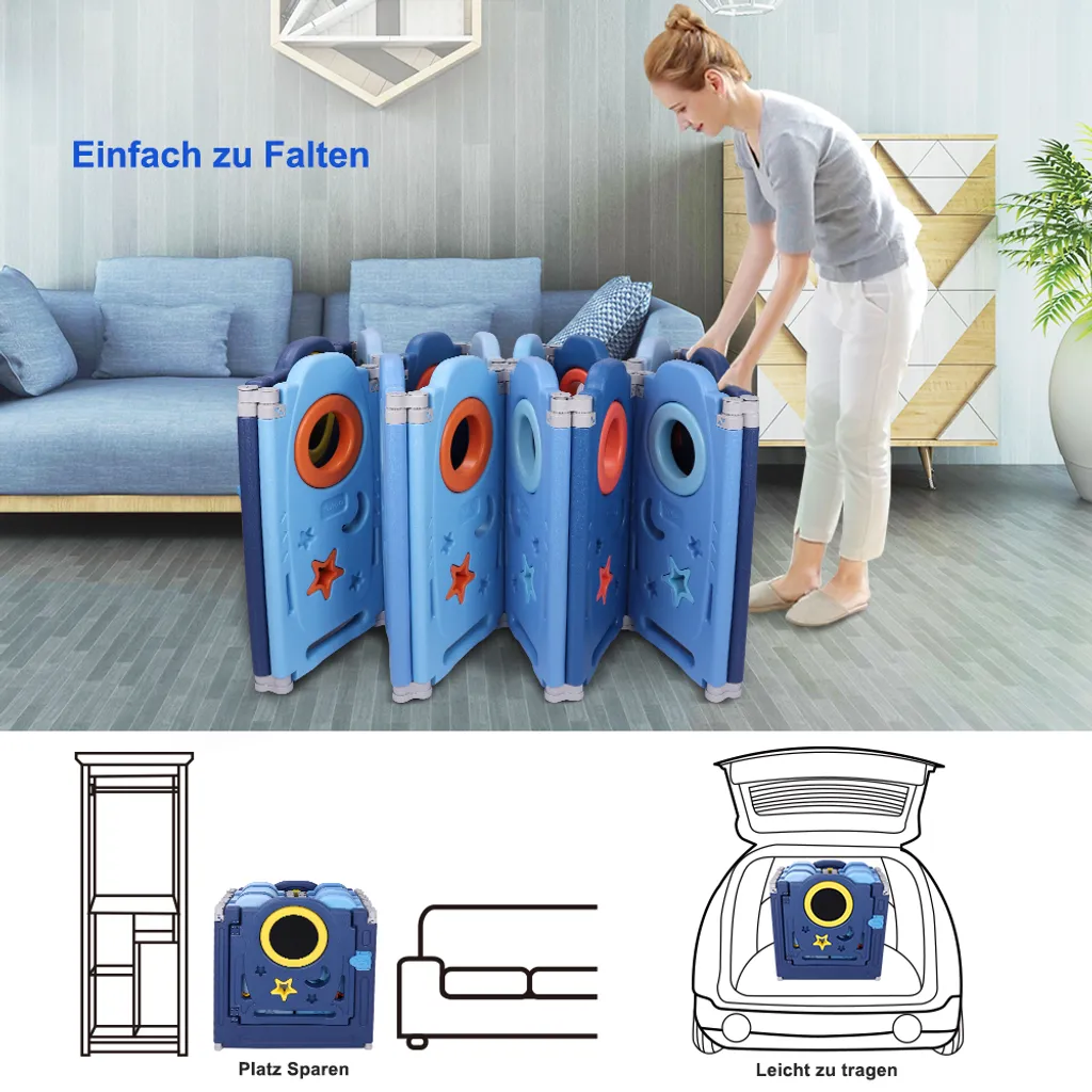 YOLEO Laufgitter Laufstall Baby Absperrgitter Krabbelgitter Schutzgitter Für Kinder Aus Kunststoff Mit Tür Spielzeugboard 14-Paneele Mit Uhr Tafel 12 YOLEO Laufgitter Laufstall Baby Absperrgitter Krabbelgitter Schutzgitter Für Kinder Aus Kunststoff Mit Tür Spielzeugboard 14-Paneele Mit Uhr Tafel – Bild 10